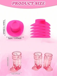 24pcs Plastic Mini Western Cowboy Hats, Cute Miniature Hats Party Favors, Toy Doll Dress Up Play, Cowboy Hat And Boot Cups, Party Supplies, Suitable For Cowboy Themed Birthday Decor And Bachelorette Party Gifts, Great For Birthday, Wedding, New Year, Christmas, Valentine's Day Decorations (Shoes Not Included) - Multicolor - View 3