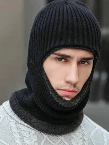 1 pieza Máscara de invierno de punto a prueba de viento para hombres, máscara de esquí con 1 orificio, pasamontañas de punto cálido unisex, gorro de esquí forrado térmicamente casual, adecuado para uso al aire libre y diario