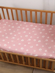 1件花卉印花春夏嬰兒嬰兒床貼合床單，柔軟舒適搖籃床單 - 彩色 - 查看 6