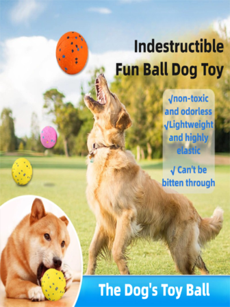 3 种尺寸/3 种颜色 | ETPU 材质 | 柔软高弹性斑点狗玩具球 | 易于清洁，耐咬 | 适合所有犬种玩耍 | 和 | 追逐宠物玩具消耗狗的能量