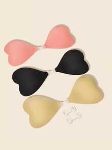 1 chiếc áo ngực dán không dây vô hình, hình trái tim, bằng silicon dành cho ngực nhỏ, nâng đỡ và tạo dáng, thích hợp cho váy hở lưng và váy cưới. - Nhiều màu - Xem 1