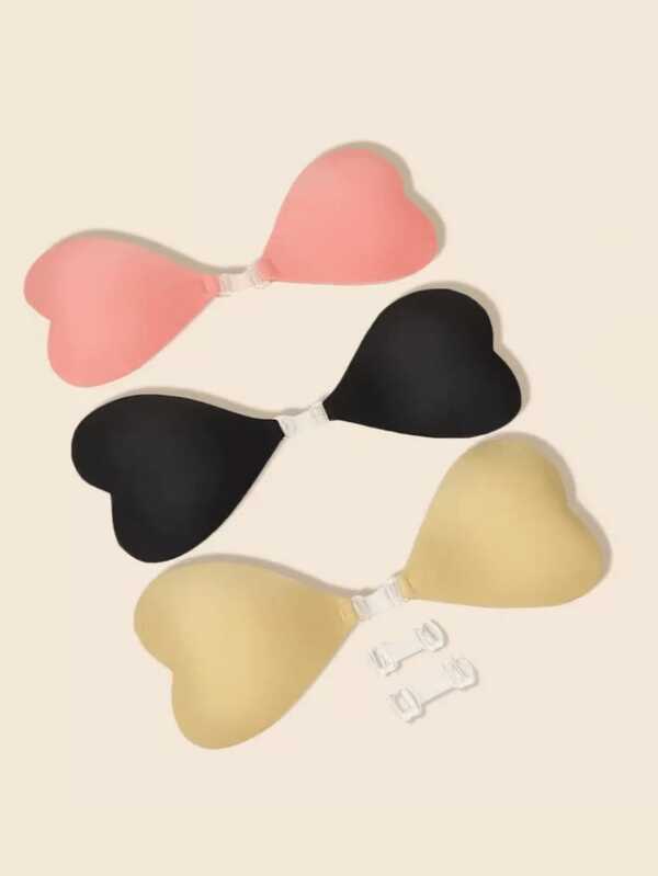 1pc Invisible Strapless Adhesive Bra, Heart-Shaped Silicone Bra For Small Bust, Lift And Support, Backless Dress And Bridal Wear
