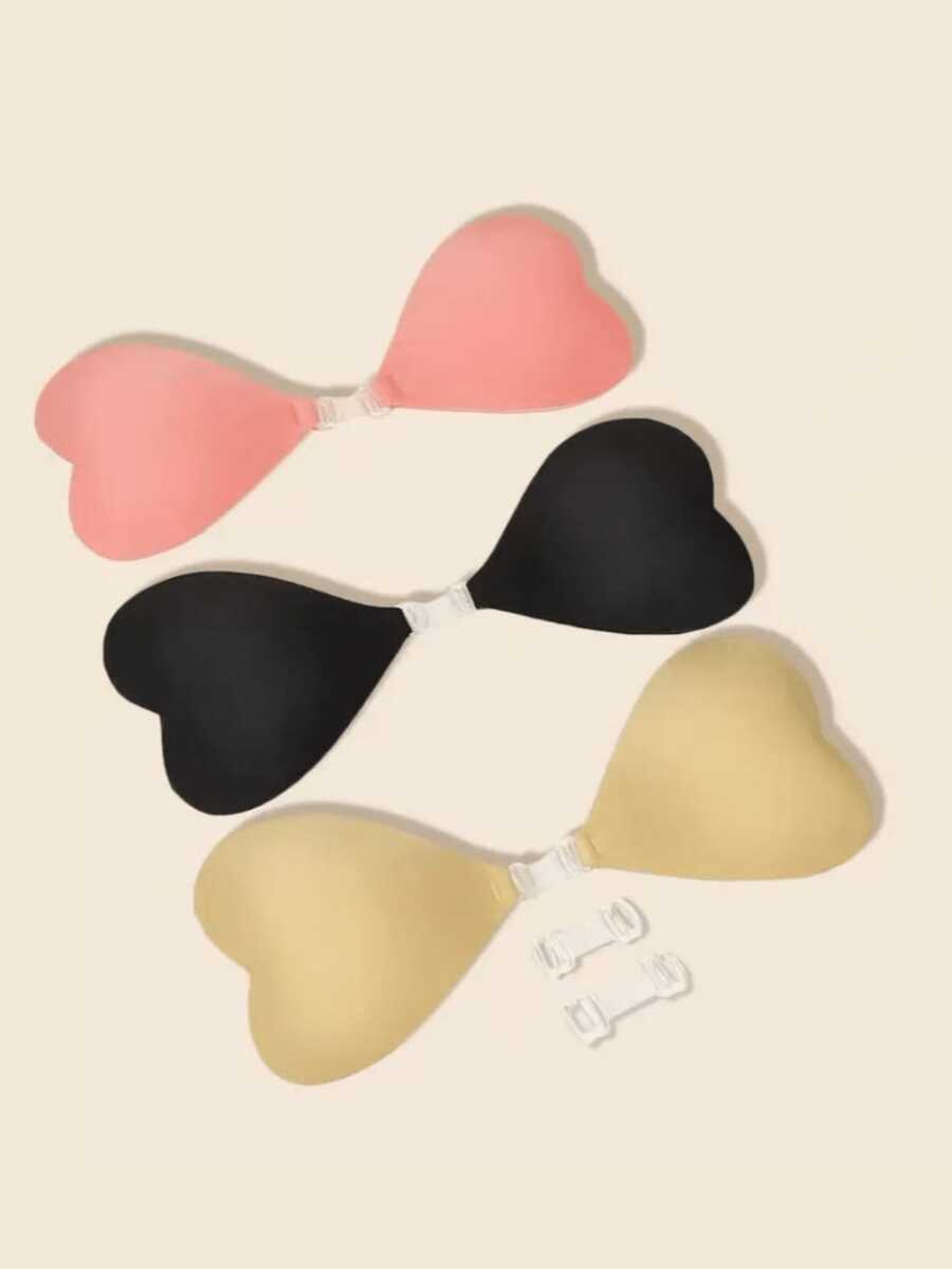 1 chiếc áo ngực dán không dây vô hình, hình trái tim, bằng silicon dành cho ngực nhỏ, nâng đỡ và tạo dáng, thích hợp cho váy hở lưng và váy cưới. - Nhiều màu - Xem 1