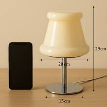 Modern USB Glass Table Lamp Metal Base Stepless Dimmable 3 Color Adjustable Warm Light Bedside Night Light Bedroom Living Room Desk Decor