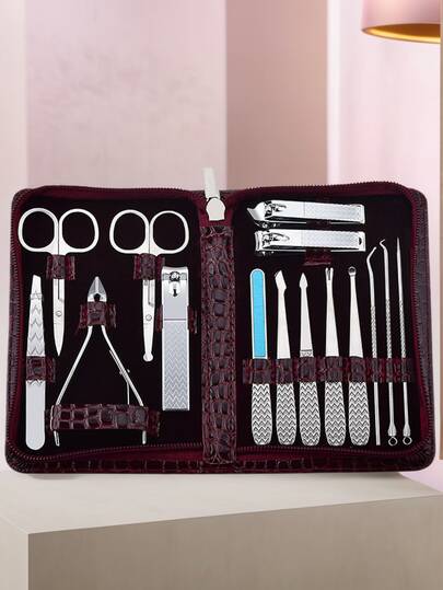 Professional 15 Piece Manicure Set Pedicure Kit Nail Clippers Set Fingernail Clipper Set PortableToenail Nail Kit Nail Trimmer Kit Women And Men Care Grooming Beauty Tools With Storage Case