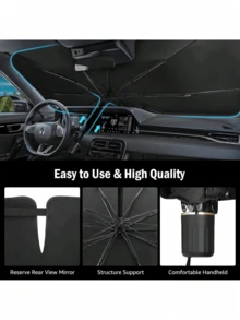 Parasol para Parabrisas de Coche,cubre sol para auto, Plegable Parasol Coche Delantero Protector con Anti UV Rayos, Parasol para Parabrisas Protección, Parasol para Parabrisas Automotriz Universal - Negro - Ver 9