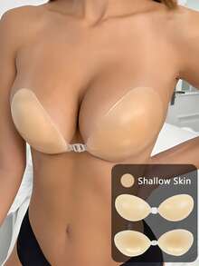 1 Piece Of Silicone Breast Patch Female Summer Thin Invisible Breast Patch, Strapless Bra Slip Dress Invisible Seamless Waterproof, Big Chest Gathering On The Sling Wedding Dress Small Breast Patch - Multicolor - View 24