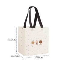 6个装无纺布礼品手提袋，派对礼品袋，可爱卡通造型礼品袋，女士购物包装袋，轻便易携卡通图案大容量手提袋，适用于感恩节、圣诞节、婚礼、购物、生日礼品、派对礼品等场合。 - 彩色 - 查看 7