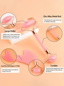 1pc/1set 滚轮按摩套装眼部和脸部心形双头滚轮美容按摩棒面部按摩