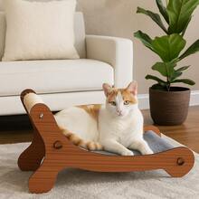Pet Bed With Scratching Post And Interactive Hanging Hammock For Cats - 橘色 - 查看 3