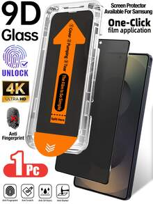 Yezodawee 1 Paquete de Protector de Pantalla de Vidrio Templado con Privacidad, Cobertura Completa Anti-Espía, Vidrio Templado Antihuellas con Instalación Fácil y Sin Burbujas, Dureza 9H, Kit de Instalación Fácil Compatible con Galaxy S25Ultra para Galaxy S25 6.2 pulgadas, S24+, S23, S22, S21 Series (Se requiere volver a registrar la huella digital)