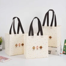 6个装无纺布礼品手提袋，派对礼品袋，可爱卡通造型礼品袋，女士购物包装袋，轻便易携卡通图案大容量手提袋，适用于感恩节、圣诞节、婚礼、购物、生日礼品、派对礼品等场合。 - 彩色 - 查看 1