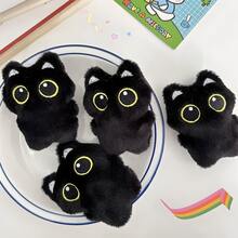 1 Pc 10cm Cute Black Cat Plush Toy Keychain Cartoon Kitten Soft Stuffed Doll Pendant Car Key Ring Backpack Bag Decor Kid Gift Birthday Gifts (Due To Different Production Batches, The Chain Style And Color Are Random)