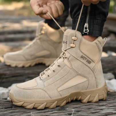 Botas de trabajo indestructibles para exteriores Zapatos de puntera de acero Botas de trabajo para hombres Botas de trabajo anti-colisión y anti-punción para mujeres