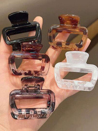 Minimalist Elegant Square Transparent Small Hair Claw Clip, Princess Hairstyle Hair Claw, Leopard Print Hair Clip, Women Hair Accessories Fall Hair Clutch Autumn Clips For Hair Fashion Winter For Vacation Outfits Woman