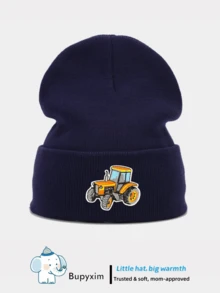 Baby Toddler Boy Knit Hat - Yellow Tractor Embroidered Beanie Winter Warm Skull Cap For Ages 1-8 Years, Gift For Son, Grandson - 1PC - View 17