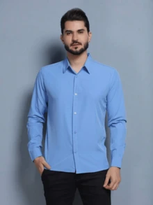 MEN'S SET KIT: TROUSERS + SLIM DRESS SHIRT - 米色+淡藍色 - 查看 2