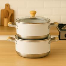 High-Quality And Beautiful Aluminum Cookware Set With Glass Lid (2, 3, 4 Or 5 Units) - White - View 3