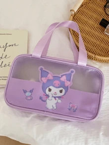 Neceser transparente impermeable Kuromi de gran capacidad. Elegante y funcional organizador de maquillaje para viajes y uso diario. Neceser portátil multiusos con un bonito diseño de Sanrio. Perfecto para viajes y uso diario.