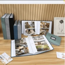 相册书 4X6 200 口袋书 亚麻精装大容量剪贴簿 带前窗 适合婚礼家庭 - 彩色 - 查看 3