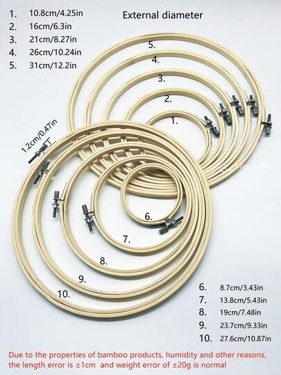 5 st justerbara bambubroderiringar, lämpliga för Halloweendekorationer, bröllopsdekorationer, korsstygn och broderiprojekt