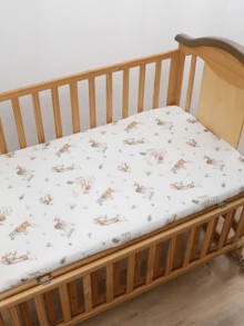 1件Oeko-Tex认证动物纹柔软婴儿床单，透气舒适，适用于婴儿床、摇篮或矩形床垫，春夏两季穿着舒适。 - 彩色 - 查看 7