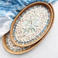 1pc Bohemian Style Woven Rattan & Shell Fruit Tray - Decorative Jewelry And Tea Storage Box Kitchen Items Kitchen Accessories Kitchen Kitchen Tools - Multicolor - View 5