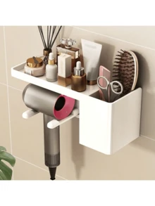 Wall Mounted Blow Dryer Holder, Suitable For Bathroom Rack Without Drilling, Blow Dryer Bathroom Storage Rack - Wall Mounted Hair Tool Organizer For Blow Dryer, Straightener And Curler Without Drilling
