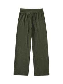 Quần nhung ống đứng thường ngày cho nam, in họa tiết cá nhân, dáng rộng, đa năng, phù hợp cho mùa xuân và mùa thu - màu xanh lá - Xem 2