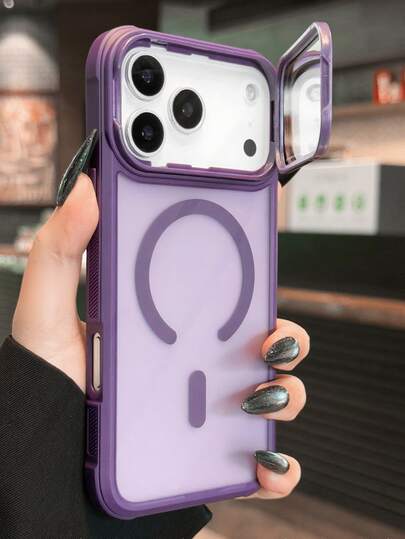 Custodia per telefono di lusso con supporto per obiettivo magnetico, compatibile con 17 Pro Max, 17, 16, 15, 14 Plus, 13, 12 Pro Max, 11, ricarica senza fili, antiurto, paraurti in armatura, cover trasparente con vetro per obiettivo