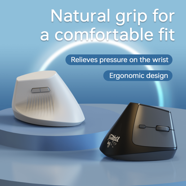 Ratón ergonómico AJAZZ I300 con conexión de doble modo, ángulo vertical de 57 grados, DPI 1600, botón silenciador, batería de 400mAh de larga duración, sensor óptico de juego, rodillo suave, peso ligero de 84g, adecuado para uso de oficina