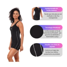 Nexis Plus Size Jumpsuit Swimsuit With Legs For Swimming And Water Aerobics - Black/White - View 8