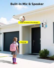 1Pc 5MP 2.4G/5G Dual-Lens WiFi PTZSecurity Camera, Wireless Outdoor, Motion Tracking, Night Vision, APP Control, Two-Way Audio, Real-Time Alerts - 白色 - 查看 4