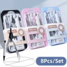 Multi-Function Ruler Compass Set Measuring Ruler Protractor Drawing Stationery Straight Ruler Pencil Compass Kit School Supplies