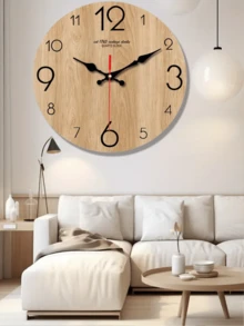 1pc Stylish Wooden Wall Clock With Quartz Movement – Super Quiet, No Ticking Sound, Ideal For Bedroom, Living Room, Office, Or Sofa Background Decor, Clock Wall Decor Home Decor Room Decor
