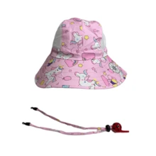 Kids Bucket Hat Children's Sun Protection Beach Visor Hat With Large Brim 3 To 8 Years Old UV50+ Sun Protection - Rosa-Unicórnio - 查看 3