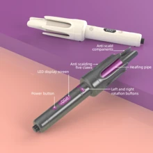 XBJ One-Touch Instant Heating Curling Iron, Automatic Curling Wand, 2-Way Rotating Auto Hair Curler, 32mm Automatic Curler (4 Temperature Settings), Fast Heating, Auto-Off Function, Anti-Scald & Ceramic Coating Rotating Wand, 360° Swivel Cord, Easy Quick Curling For Beginners - Perfect For Hair Styling, Makeup Looks, Beach Waves, Y2K Aesthetic, Smooth Curls, Salon-Quality, Travel, Camping, Campus Style, Cosplay, Gifts, Daily Fashion, Party Looks, Festival Outfits - 美規A型插(110-127V) - 查看 11