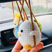 1pc Handmade Crochet Cute Three-Dimensional Swinging Small Animal Car Decoration Pendant Rearview Mirror Decoration Indoor Decoration