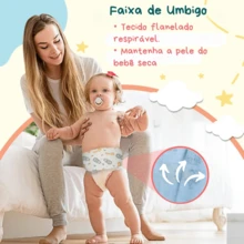 Faixa Umbilical para Bebê Recém Nascido Kit com 3 unidades Grande 100% Algodão Flanelado Macio - Neutro - Visão 5