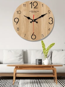 1pc Stylish Wooden Wall Clock With Quartz Movement – Super Quiet, No Ticking Sound, Ideal For Bedroom, Living Room, Office, Or Sofa Background Decor, Clock Wall Decor Home Decor Room Decor