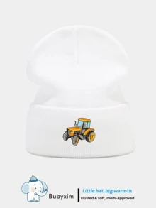 Baby Toddler Boy Knit Hat - Yellow Tractor Embroidered Beanie Winter Warm Skull Cap For Ages 1-8 Years, Gift For Son, Grandson - 1PC - View 18