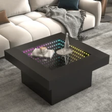 FKWin LED Infinity Mirror Coffee Table For Living Room - 黑色 - 查看 12
