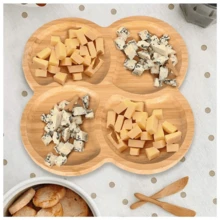 Bandeja de bambú para aperitivos de 1 pieza, bandeja para servir aperitivos, plato para aperitivos, ideal para pasteles, frutas, nueces y dulces. - 24,5 x 24,5 cm - Ver 4