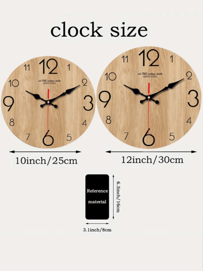 1pc Stylish Wooden Wand Klok Quartz Movement Super Quiet, No Ticking Sound, Ideal Bedroom, Living Room, Office, Or Sofa Background Home Room view 11