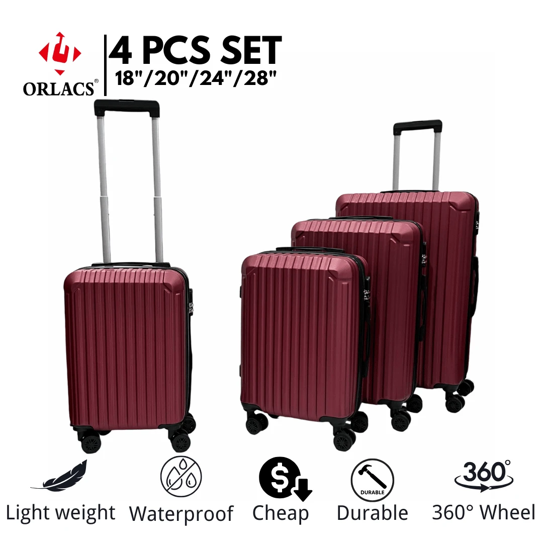 Equipaje ORLACS, Juego de maletas 18+20+24+28, Juego de cuatro piezas, Económico, Material rígido ABS, Ligero, Cerradura, Gran capacidad de almacenamiento, Ruedas universales silenciosas de 360°, Duradero, Impermeable, Resistente al desgaste, Resistente a los arañazos, Marca europea, Diseño europeo, Artículo principal, Adecuado para viajes de negocios, Esencial para viajes de negocios, Traslados, Vacaciones, Cómodo para viajes familiares, Equipaje de mano para aerolíneas, Los modelos de 20" y 18" no tienen asa lateral y ruedas giratorias extraíbles, Regalo especial, Adecuado para hombres y mujeres, Múltiples colores disponibles