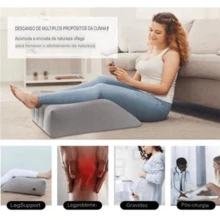 Almofada Inflável Apoio Pés Descanso Pernas Suporte Costas Portátil Viagem Travesseiro Elevação Ergonômico - Cinza - Visão 3