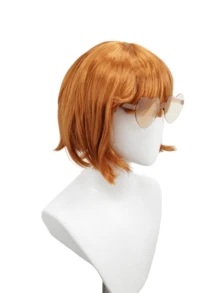 派对道具彩色短直波波头假发，趣味新奇，附赠无框心形太阳镜和发网