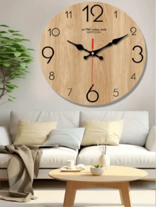 1pc Stylish Wooden Wall Clock With Quartz Movement – Super Quiet, No Ticking Sound, Ideal For Bedroom, Living Room, Office, Or Sofa Background Decor, Clock Wall Decor Home Decor Room Decor