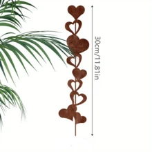 1pc Rustic Heart Shaped Floral Metal Decor - Ideal Gift For Mother's Day, Easter, Christmas | Perfect For Friend, Balcony, Yard Or Garden Decoration | Romantic Garden Decor | Durable Metal Decoration, Garden Ornament - Rust Brown - View 6