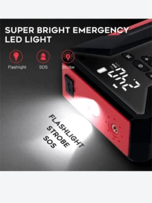 Portable Car Jump Starter With Air Compressor, Emergency LED Light & Power Bank – Fast Charging For Phones, Laptops, Cars, Trucks, RVs, And More – Includes Storage Bag, Vehicle Battery Charger | Sleek Battery Pack | Advanced Features, Portable Car Battery Jump Starter - 彩色 - 查看 8